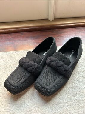VIVIKA Black Braided-Trim Loafers